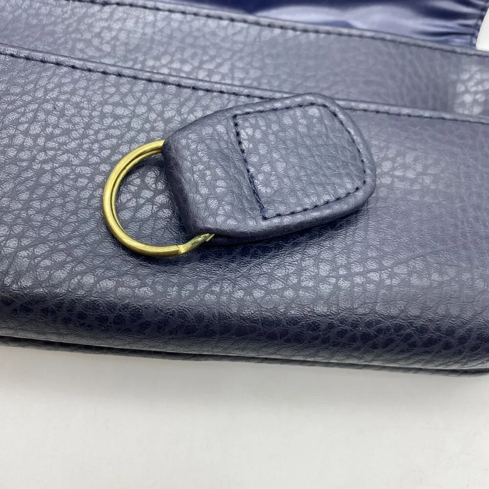 Tan Sac Vegan leather wallet change‎ purse check book cover blue VTG vegan